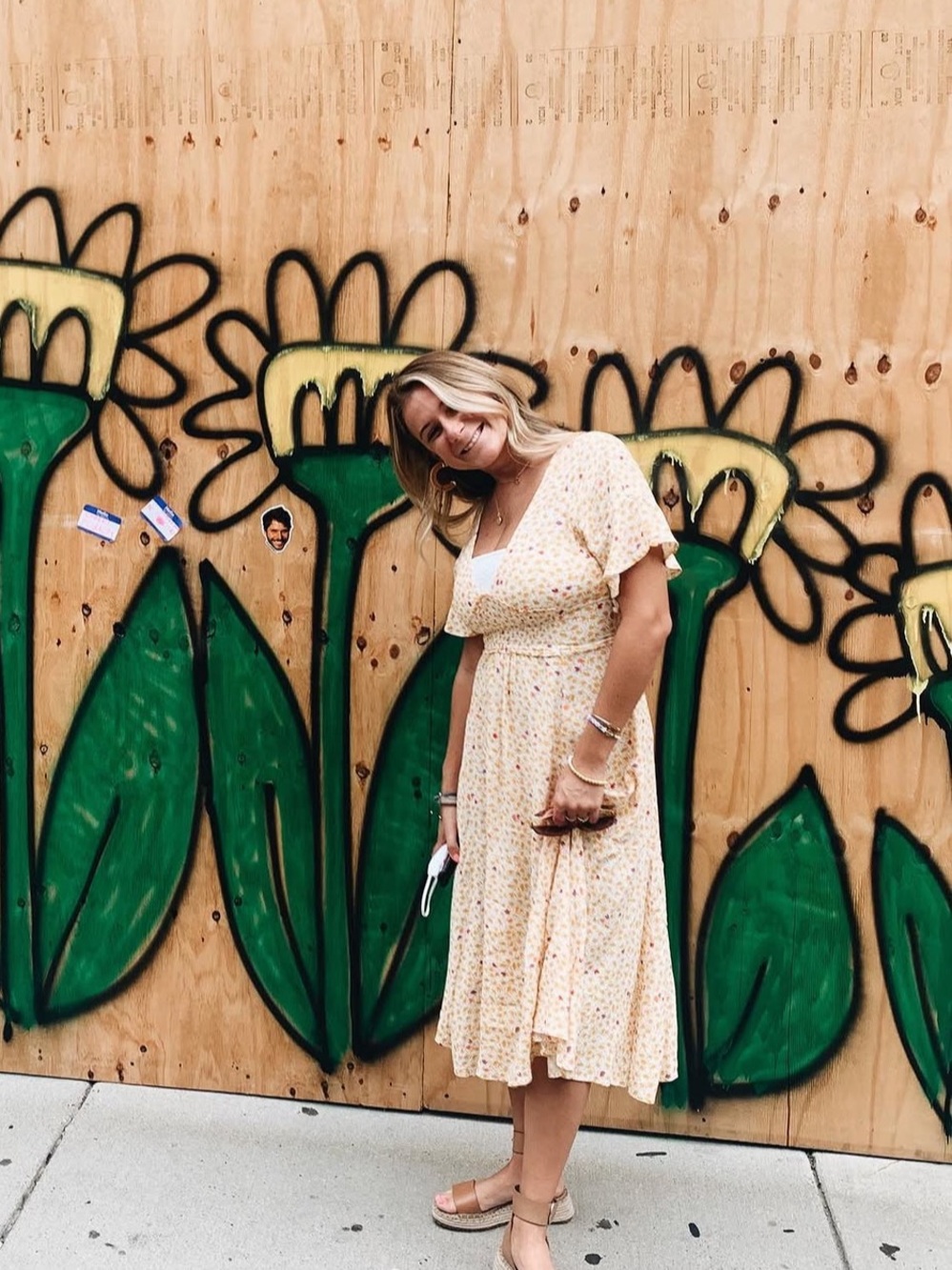 Free People Floral V-Neck Smocked Waist Maxi Dress - Yellow Floral